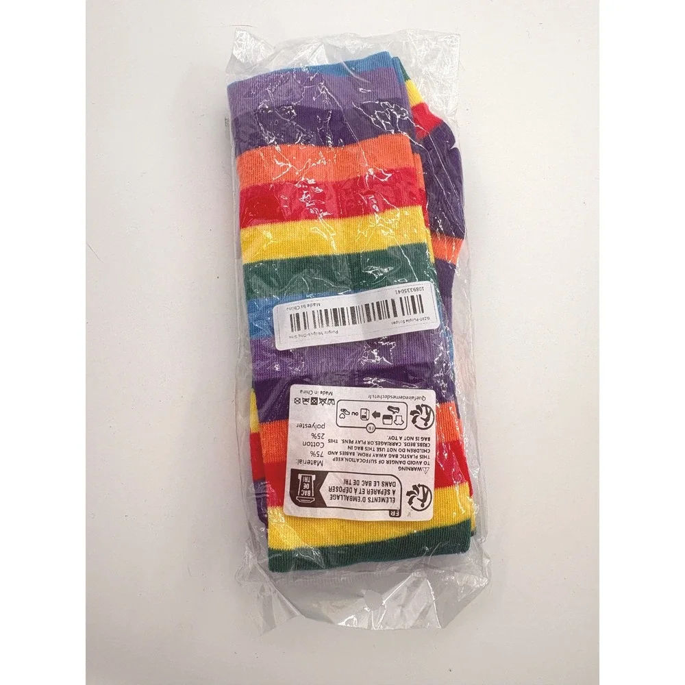 Rainbow Striped Thigh High Socks One Size NIB Kpop Jpop Cosplay Anime Idol